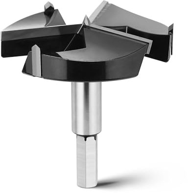 Broca Forstner de 65 mm para madera, longitud de 92 mm, con vástago hexagonal, para madera, madera dura, tableros de fibra