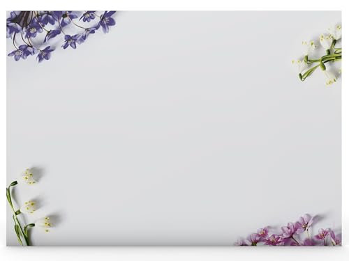 Schreibtischunterlage aus Papier DIN A2 | Abreißblock | Design Frühlingsblumen | 25 Blatt | Notiz Unterlage | mit extra Kalenderblatt (mit transp. Schutzleiste)