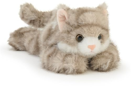 Katze Kuscheltier 30 cm Realistischen Katze Plüschtier,Kuscheltier Lebensecht,18cm Simulation Kurzhaar Nette Katze Puppe Flauschigen,Süßes Katze Spielzeug Geschenk Für Kinder (Tanuki Katze)