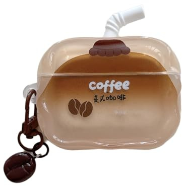 eglixu Custodia per AirPods Pro 3 (versione 2025), design creativo con motivo a succo di mela e cocco, in TPU, antiurto, per Air pod Pro di terza generazione, per ragazzi e ragazze (caffè)