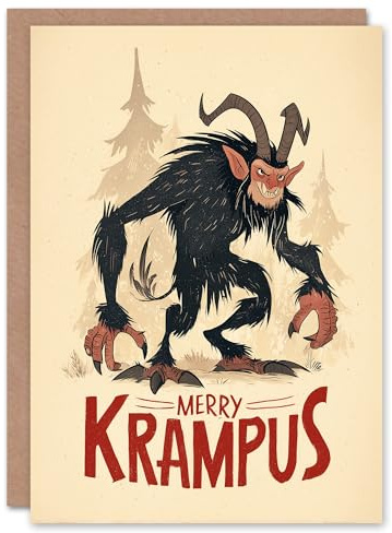 Artery8 Christmas Card Merry Krampus German Fairytale Anti Xmas Cartoon