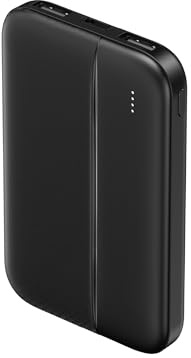 SLx Power Bank da 5000 mAh, tipo A e C, caricabatterie portatile compatto e sottile, con indicatori LED, uscita 2 A, per telefoni, tablet e dispositivi USB, nero