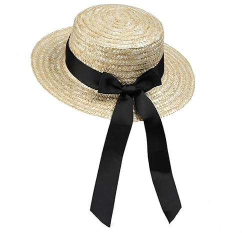 ZCJ Sombrero de paja para mujer, paja de trigo con lazo decorativo, sombrero para el sol con protección UV 50+ para playa, vacaciones y verano