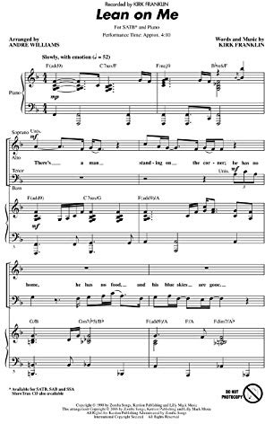 Hal Leonard Lean on Me SATB by Kirk Franklin arranged by Andre Williams
