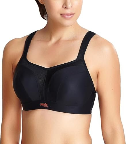panache Women's Full Cup Plain Sports Bra, Black, Size: 28FF