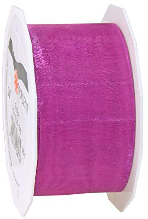 Präsent C.E. Pattberg Sheer Organzaband Purpur, 25 m Geschenkband zum Einpacken von Geschenken, 40 mm Breite, Zubehör zum Dekorieren & Basteln, Dekoband