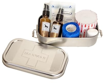 Erste-Hilfe-Set für Hunde - Verbandskasten mit First Aid Balsam und Silberspray, Verbandsmaterial, Wundkompresse und Heftpflaster-Rolle, FIRST AID BOX von LILA LOVES IT