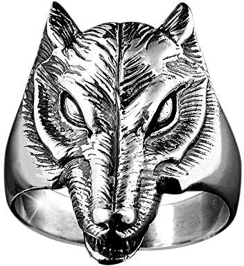MATERIA Damen Herren Ring Wolf 925 Silber Ring massiv 10,9g / 17 18 19 20 21mm inkl. Ring Box #SR-30, Ringgrößen:62 (19.7 mm Ø)