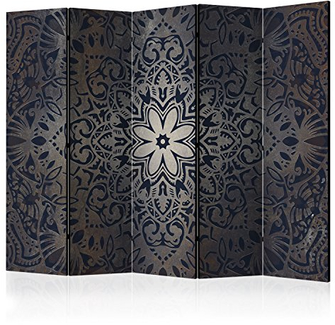 murando Raumteiler Mandala Ornament Oriental Foto Paravent 225x172 cm beidseitig auf Vlies-Leinwand Bedruckt Trennwand Spanische Wand Sichtschutz Raumtrenner schwarz grau f-A-0508-z-c