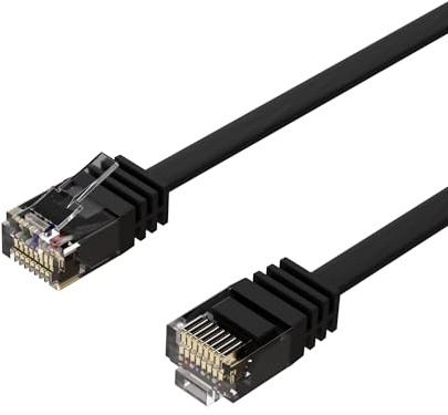 Kabelbude.eu Patchkabel Netzwerkkabel Ethernet LAN Kabel Flach U/UTP Cat.6 Slim Schwarz 5m RJ45 Stecker