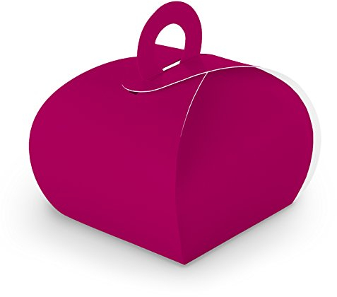 50x itenga GeschenkSchachtel aus Karton zum Befüllen (Adventskalender Gastgeschenk, Hochzeit Taufe Geburt) (Box mit Griff, pink)