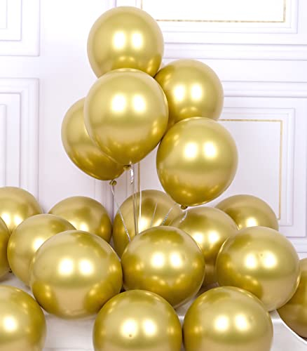 AULE Luftballons Gold Metallic Helium: 50 Stück 12 Zoll Luftballon Goldene Ballons Gold Latex Geburtstagsdeko für Graduation Jahrestag Junggesellenabschied Geburtstag Deko