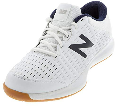 New Balance Men's 696v4 Hard Court Tennis Shoe, White/Navy, 13 D US