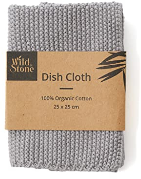 Wild & Stone | Geschirrtuch aus Bio-Baumwolle | Umweltfreundliches Küchentuch | Biologisch abbaubares und kompostierbares Reinigungstuch (Taubengrau)