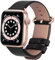 Fullmosa Correa de Apple Watch, 42 mm 44 mm 45mm Correa Compatible con iWatch, Correa de Cuero, Compatible con Apple Watch SE y serie 7 6 5 4 3 2 1, Negro + Hebilla de oro rosa, 42mm/44mm/45mm