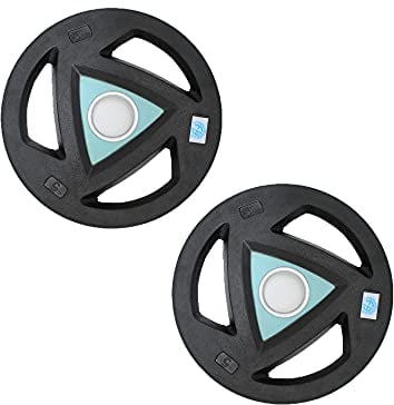 Fitness Health FH Olympic Bumper Weight Plates - 2 Inch Rubber Barbell Weights for GYM Strength Training and Weightlifting Sold in Pairs 5kg