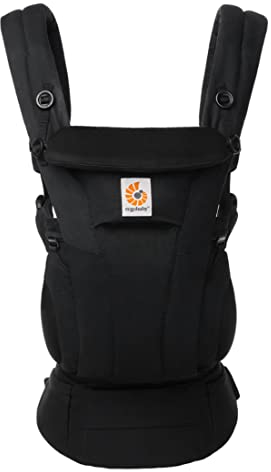Ergobaby Omni Dream Babytrage für Neugeborene ab Geburt bis 20kg, 4 Positionen SoftTouch Cotton Ergonomische Babybauchtrage Rückentrage Baby-Tragetasche, Onyx Black