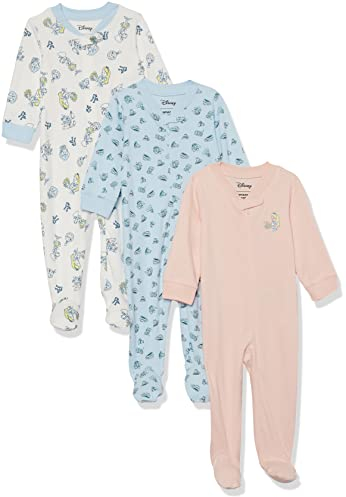 Amazon Essentials Disney | Marvel | Star Wars Unisex Baby Eng anliegender Pyjama aus Baumwolle mit Fuß, 3er-Pack, Alice Tea Party, Frühchen