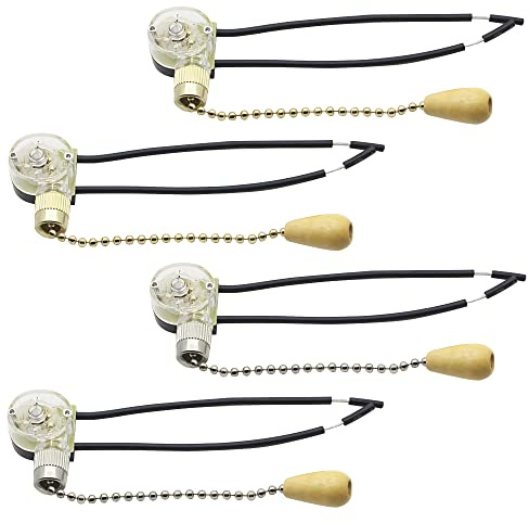 4Pcs Pull Switch, Light Pull Chain, Ceiling Fan Pull Chain, Universal Pull Switch Replacement for Wall Lamps,Table Lamps, Floor Lamps, Bedside Lamps, Ceiling Fans, Vintage Switch with Pull Chain Cord