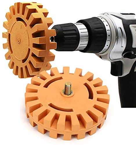 Rad-Auto-Aufkleber-EntfernerSet – 10,2 cm Aufkleber-Entfernungs-Rad-Gummi-Radiergummi, Rad-Bohrmaschinen-Adapter, Gummi-Bohrmaschinen-Aufsatz, 25 mm Durchmesser, Wohnmobile