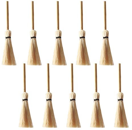 NUOBESTY 12pcs Mini Broom Mini House Broom Mini Houses Witches Prop Broom Floor Mop Rope Broom Ornament Flying Toys for Kids Witch Broomstick Kids Wizard Child Photo Props Natural Bamboo