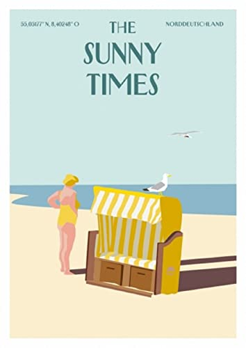 cityproducts - 6992 - Happy City, Postkarte, Strandkorb, The sunny times, A6