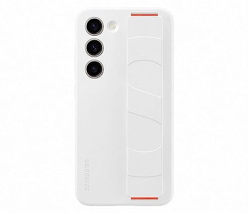 Samsung Silicone Grip Cover Custodia con laccio per mano per Galaxy S23, Bianco