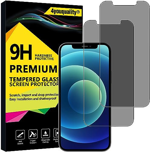 4youquality Privacy Screen Protector for iPhone 12 Mini, 5.4-Inch, Anti Spy Tempered Glass Film, 2-Pack, [LifetimeSupport][Anti-Spy][Impact-Resistant][Anti-Scratch]