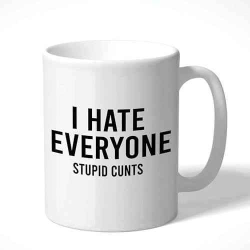 Wanky Candles Rude Mug - I Hate Everyone, Stupid F**King C**ts, Offensive Gift for Men or Friends