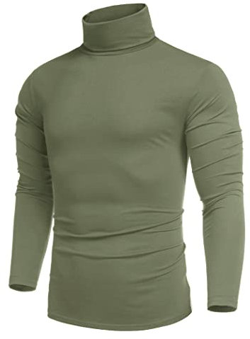 COOFANDY Mens Jumpers Turtleneck Sweater Roll Neck Tops for Men Turtle Neck Sweaters Long Sleeve Polo Neck Jumpers Lightweight Winter Jumper Pullover Army Green M