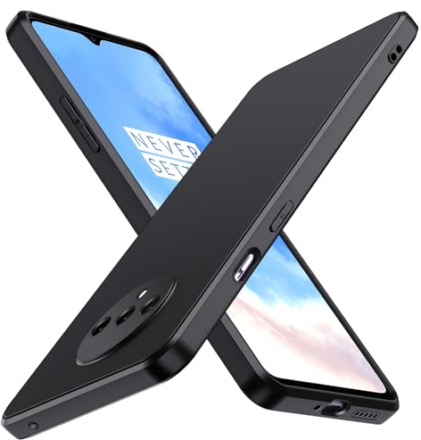 ivoler Silikon Hülle für Oneplus 7T mit Kameraschutz, Ultra Dünne Weiche Stoßfest Schutzhülle Flexible TPU Matte Schwarz Handyhülle Kratzfest Case Cover