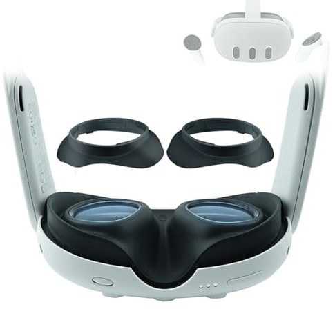 LYL Glasses Spacer Protector for Meta Quest 3, Anti-Scratch Ring, Black, Compatible with Quest 3 Headset, Oculus Integration, White