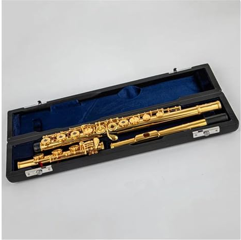 Professionelle, Mit Kupfernickel Vergoldete C-Klappenflöte Mit 17-Loch-Öffnung, E-Mechanismus Und Etui Querflöte für Anfänger