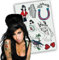 Yatatu - Ensemble de tatouages temporaires Amy Winehouse - Pour costume - Carnaval - Halloween - Cosplay (Feuille complète)