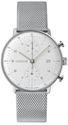 JUNGHANS Max Bill Chronoscope Automatikuhr Saphir Stahl Mesh Milano 027/4003.46
