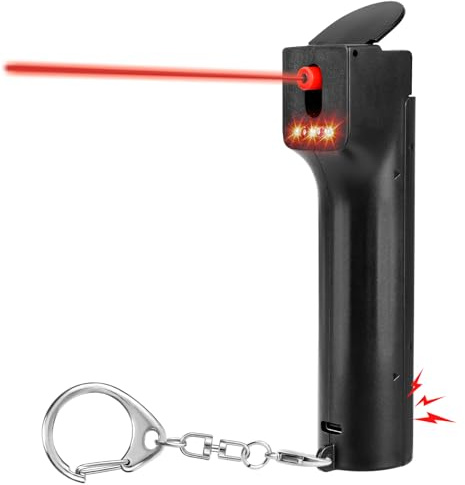 Alarme personnelle Multifonction - Sirène puissante de 130 DB, lumière LED Rouge et Gel de marquage UV - Idéale pour Les Femmes, Les étudiants et Les Travailleurs de Nuit