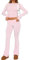 LSFYSZD Women Two Piece Outfits Long Sleeve Crop Top T-shirt + Fold Over Waist Flared Long Pants Sweat Suit Tracksuit Yoga Set (Pink, L)
