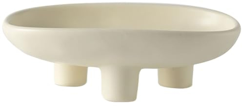 Frutero para cocina Tazones de cerámica de 3 patas para refrigerios Tazón ovalado de 10 '' Tazón de pedestal Bandeja decorativa para servir frutas para panes, refrigerios, ensaladas, blanco