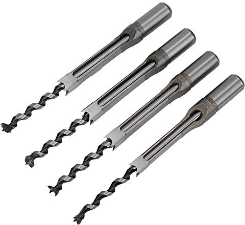 4Pcs Square Hole Mortice Drill Bit Square Hole Mortise Drill Bit for Woodworking 11-12.7mm Spiral Mortise Drill Bit for Woodworking, Installation or Disassembly