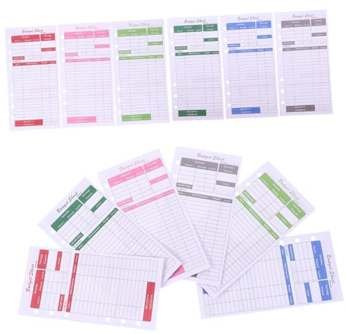 LALAFINA 12hojas Presupuesto Rastreador De Gastos Hojas De Presupuesto De Caja Insertos De Repuesto Para Carpeta De Planificador De Tarjetas De Prácticas Suministros De Oficina