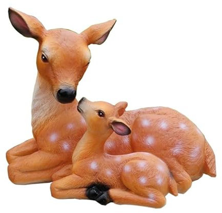 BURLOE Sculpture De Cerf en Résine Décoration Jardin, pour L'Extérieur Grandes Figures Jardin Statues Résistantes Aux Intempéries comme Figure Décorative Ferme Balcon Salon,Orange