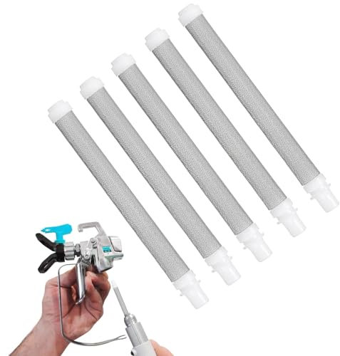 Vidacharmy 5 Pièces 60 Mesh Filtres pour Pistolet à Peinture Airless Wagner, 100mm Éléments De Filtre À Pistolet À Pulvériser Airless Acier Inoxydable, Type à Pousser, Résistants à la Corrosion