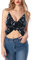 Baisdan Bauchfreies Oberteil für Damen, glitzernd, Pailletten, Schmetterling, Bauchtanz-Kostüm, Rave-Top, Festival-Outfits, Schwarz , One size