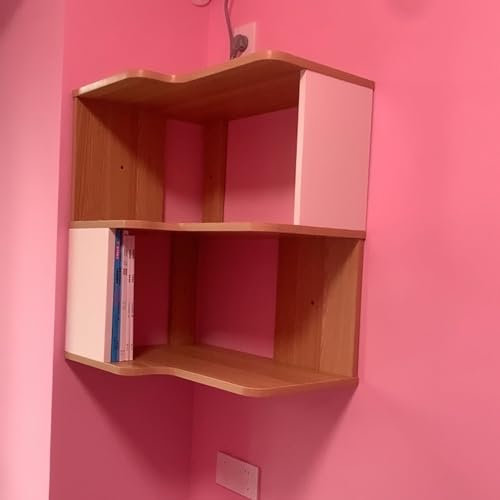 MTSYXYM Eckschrank Wohnzimmer, Holzschrank Aufbewahrungsschrank,Eckschrank Holz Wand,abgerundete Ecken,geschichtete Lagerung,Starke Tragfähigkeit,für Wohnzimmer, Esszimmer, Schlafzimmer.
