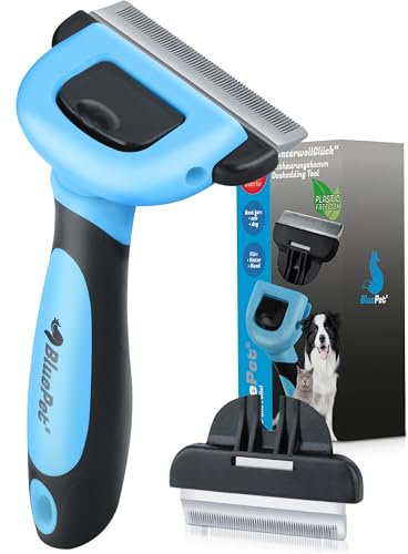 BluePet Katzenbürste & Hundebürste Kurzhaar zum Entfernen von losem Fell & Unterwolle I Bis zu 90% weniger lose Haare I Kamm für Hunde & Katzen als Ideale Bürste im Fellwechsel (Gr. S Kammbreite 50mm)