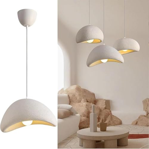 CNMKLM Moderne Pendelleuchte für Esszimmer Küche Insel Licht Flur Restaurant Hängelampe E27 Sockel Japanische Wabi-Sabi Stil Vogelnest Form Hängeleuchte Beleuchtung Leuchte(Weiß,50CM)