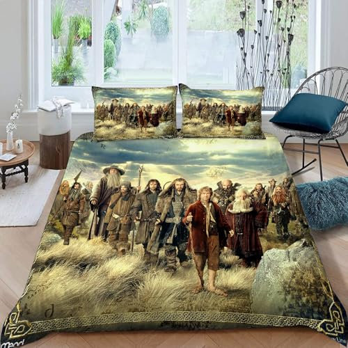 LORDOS Bettwäsche 155x220 – Der Herr der Ringe – Set of Bettbezug 155 x 220 cm and 2 Pillowcase 80 x 80 cm, Microfibre, Extra Soft, Breathable and Washable