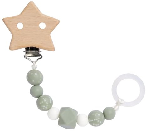 LÄSSIG Schnullerbefestigung Little Universe, star olive