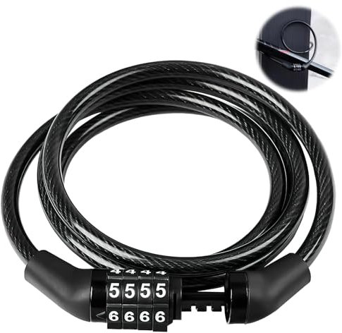 Serrure à Code à Quatre Chiffres pour Vélo, Antivol Portable pour VTT, Scooter Électrique, Vélo, Remorque de Remorquage, Haute Résistance aux Coupures, Protection Maximale contre le Vol