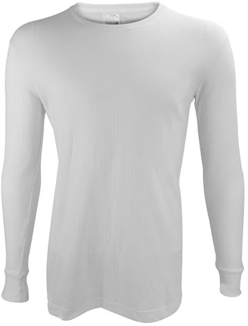 THMO Mens Long Sleeved Thermal Top Winter Base Layer Top | Ribbed Underlayer Extra Warm Fleece T-Shirt (UK, Alpha, L, Regular, Regular, White)